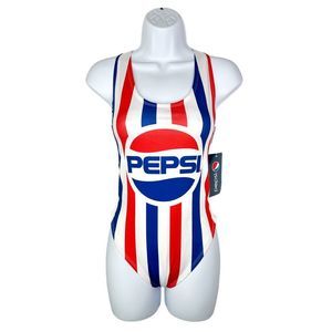 Pepsi Retro Striped One-Piece Swimsuit - Size Medium